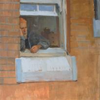 At the window